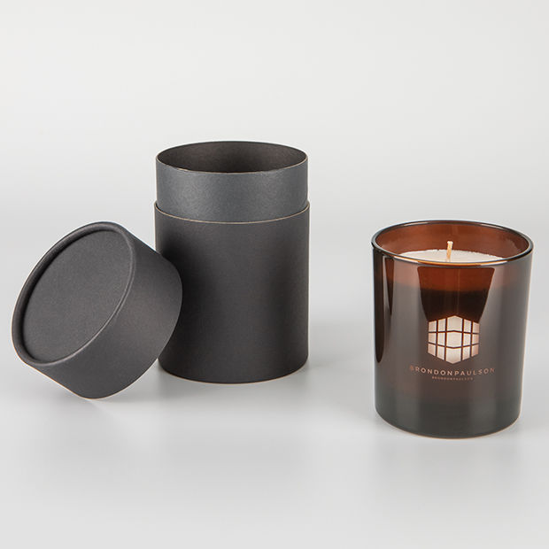 240g Smoked Bronze Glass Scented Candle in a Round Black Gift Box